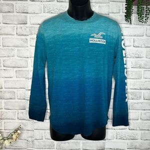 Hollister Blue Ombre Long Sleeve Tee Tshirt Shirt Size Small